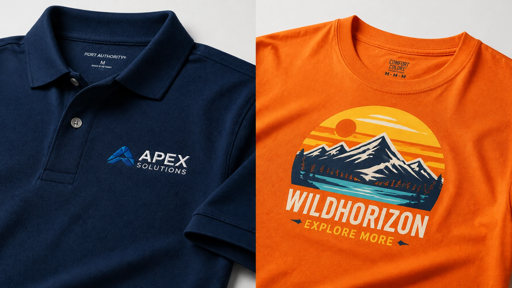 Custom branded apparel with professionally finished decoration