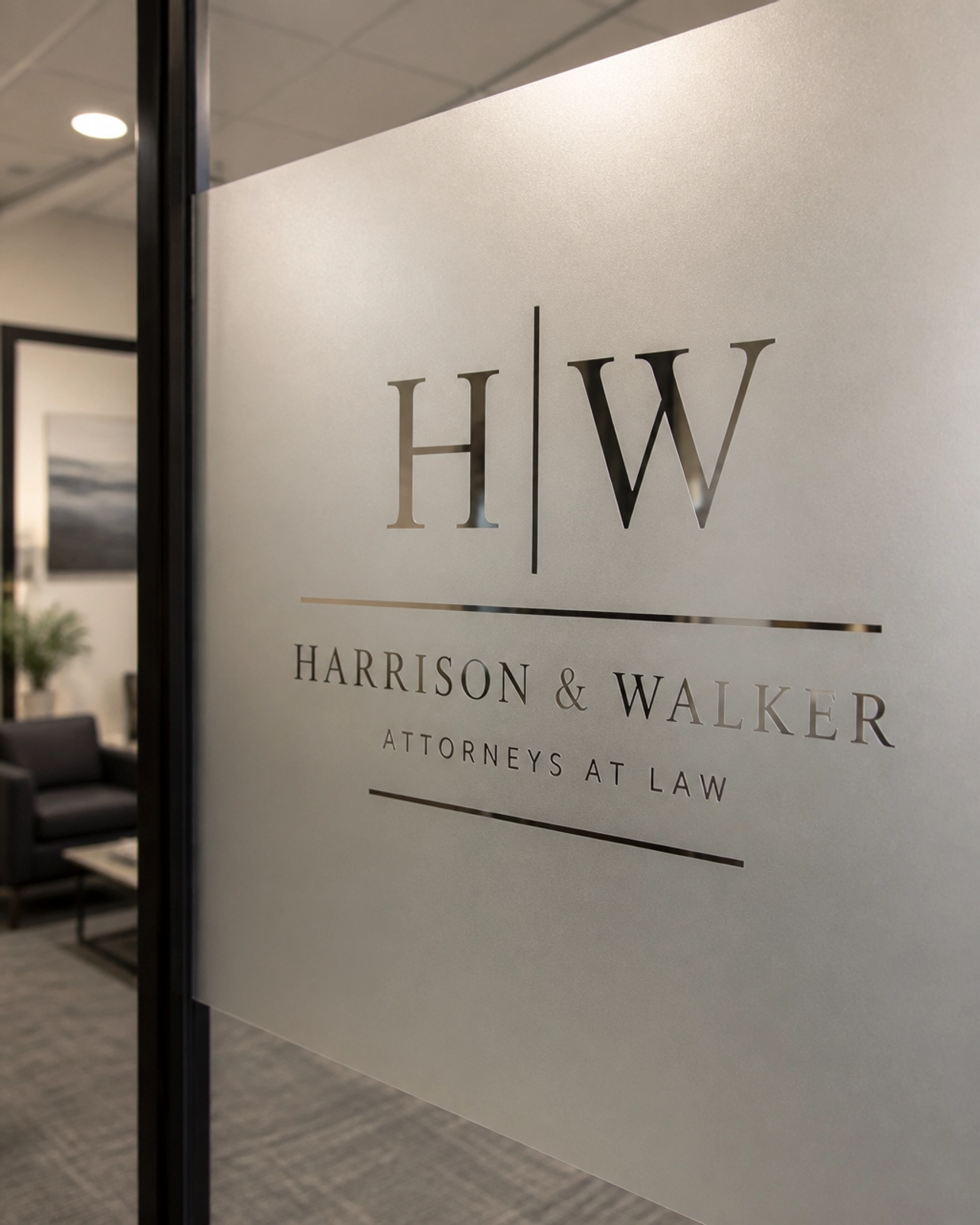 Close-up of professional frosted vinyl film with a precision-cut logo on an office window